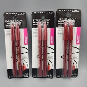 3 Maybelline Expert Wear Twin Eye and Brow Wood Pencil Liners 101 Velvet Black
